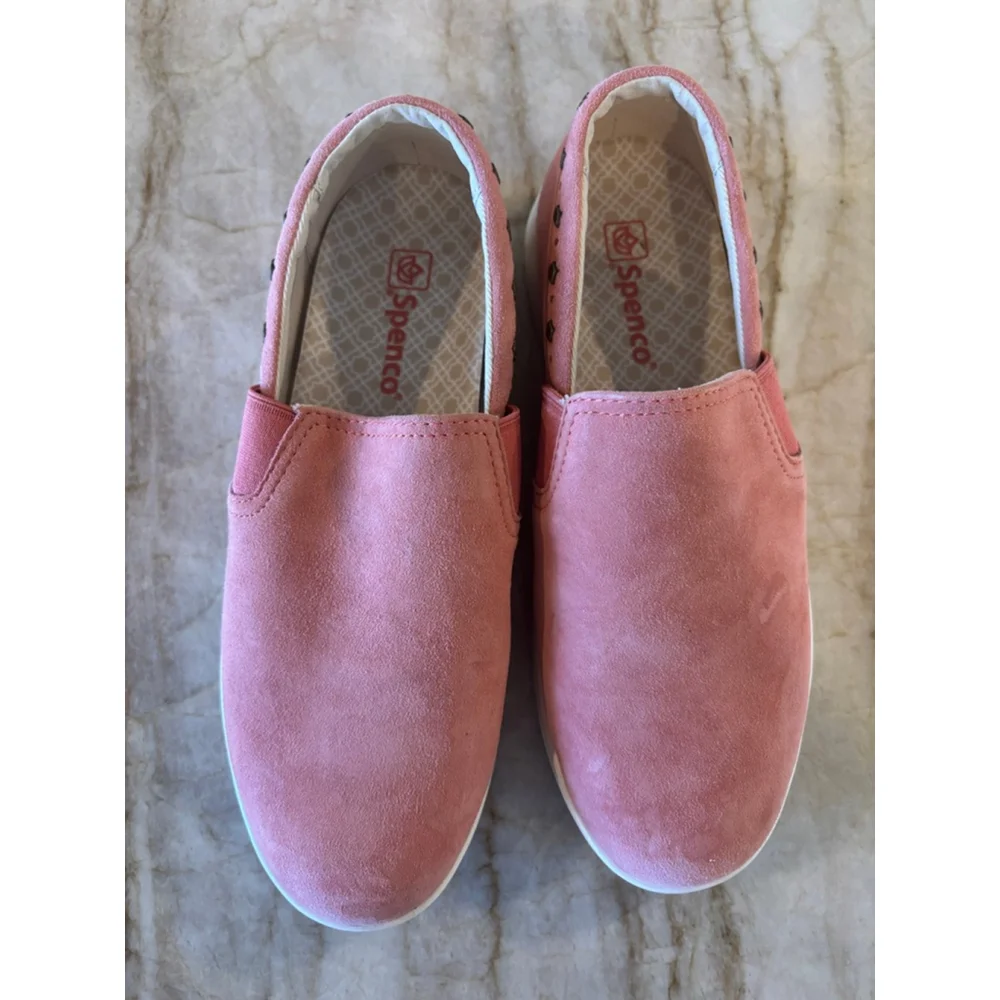 Women's Spenco Pink Suede Slip-On Flats Size 7